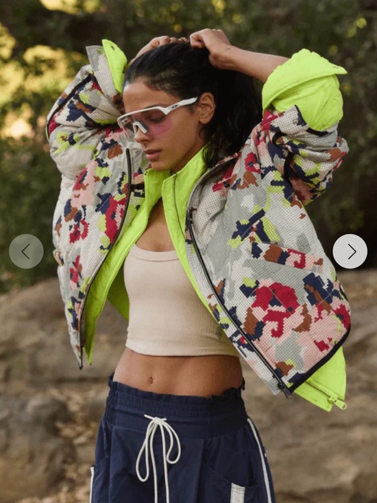 FP Movement by Free People Jackets & Blazers - FP Movement Pippa Packable Printed Puffer Jacket Cross Stitch Floral L NWT